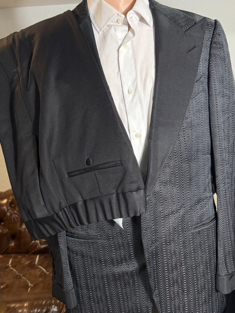 Tom Ford Dinner Jacket Tuxedo Set Peak Lapels Grossgrain Black 52 42 35x32 Pants